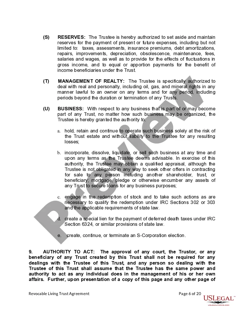 Preview Living Trust for Individual Who is Single, Divorced or Widow or Widower with Children