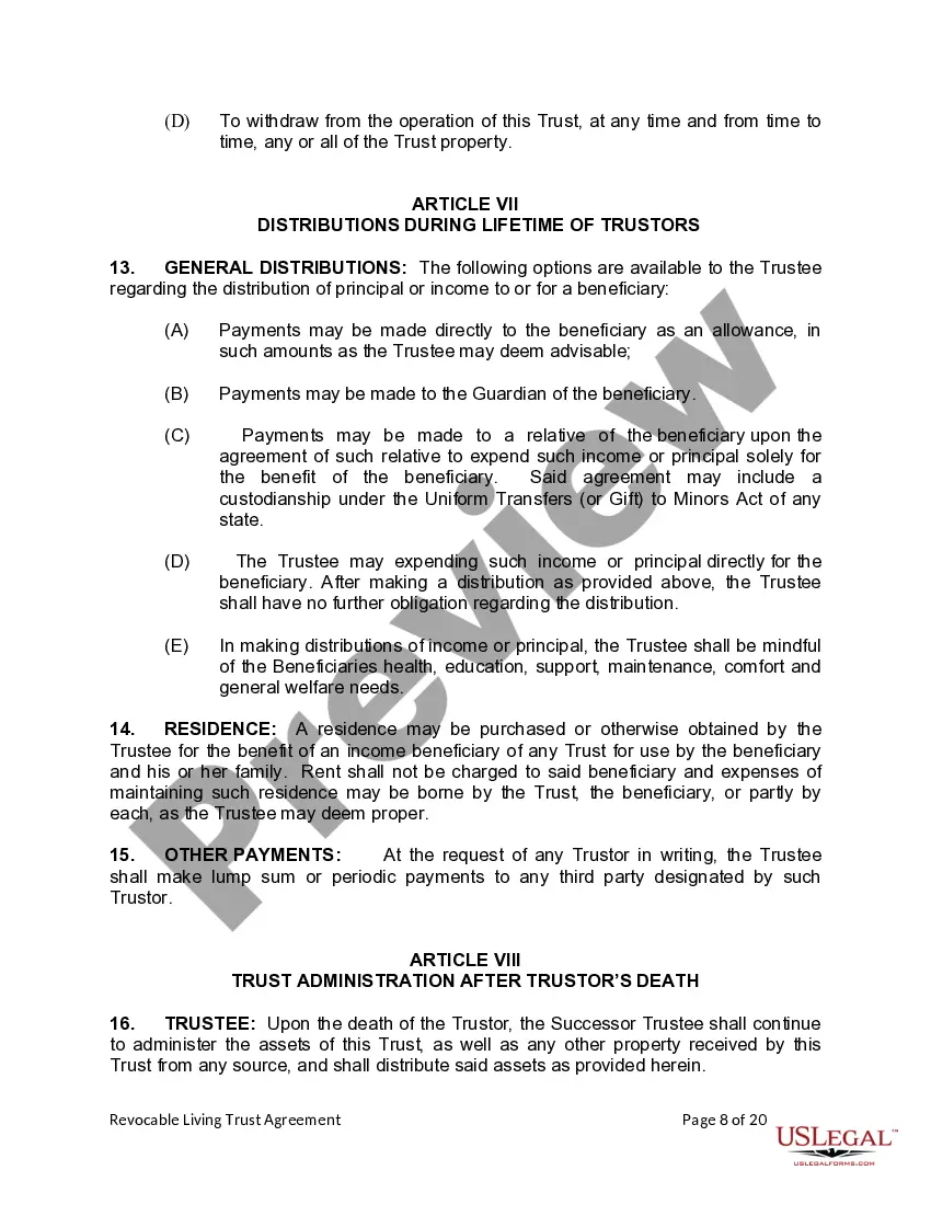 Preview Living Trust for Individual Who is Single, Divorced or Widow or Widower with Children