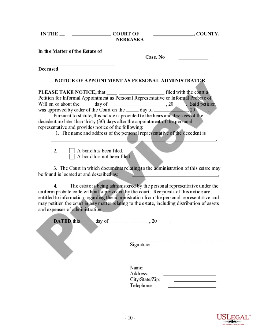 Preview Summary Administration Package for Small Estates