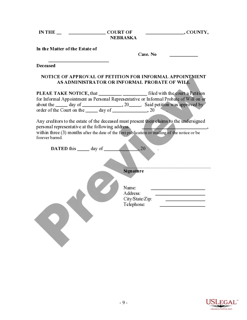 Preview Summary Administration Package for Small Estates