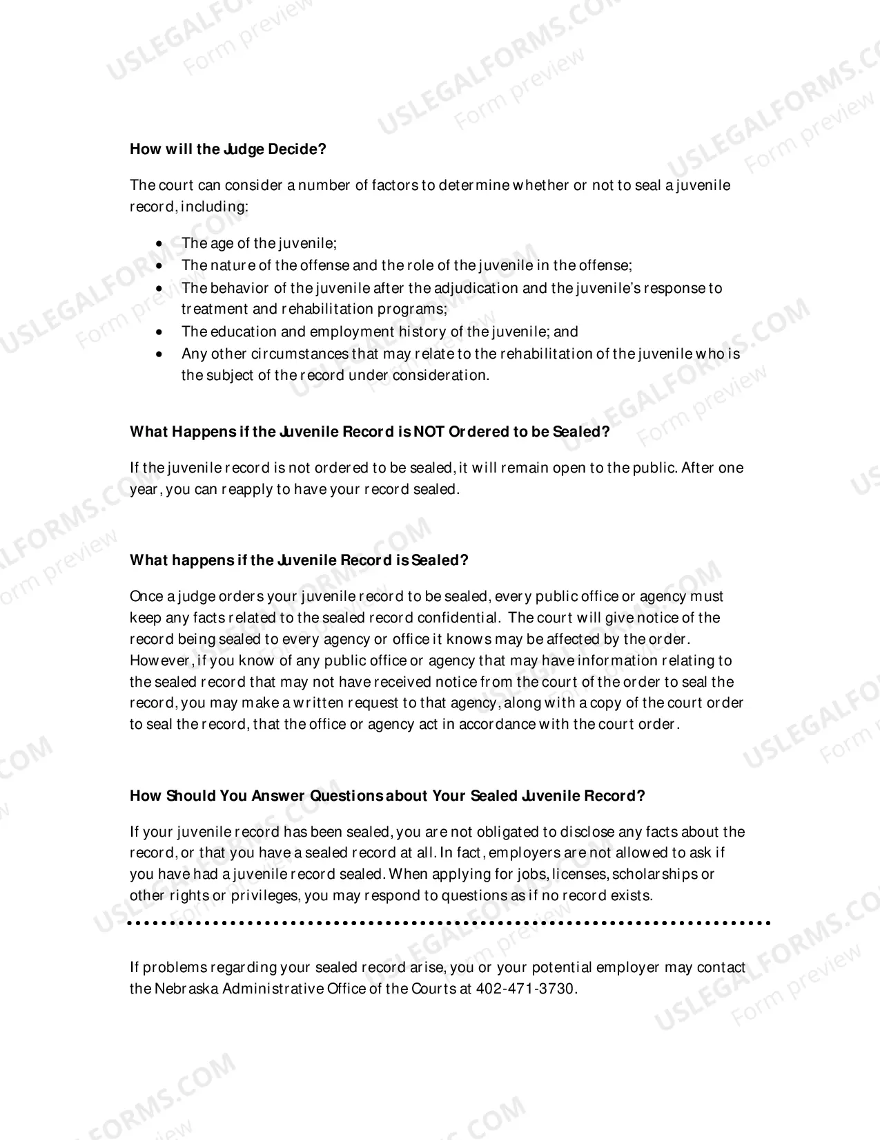 Preview Nebraska Guide to Sealing Juvenile Records