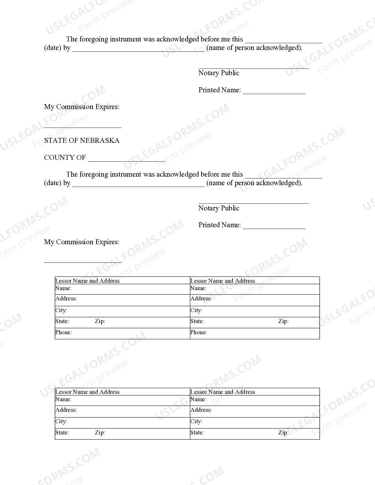 Preview Notice of Lease for Recording