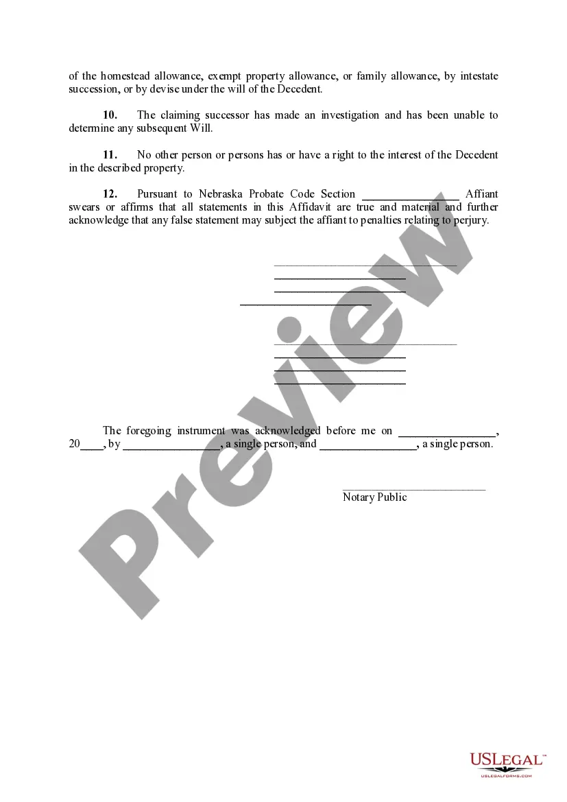 Preview Affidavit for Transfer of Real Property