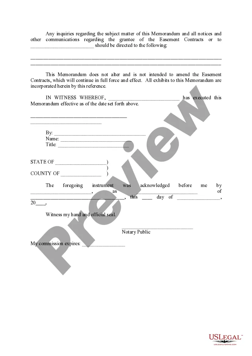 Preview Memorandum regarding History of Easement Contracts