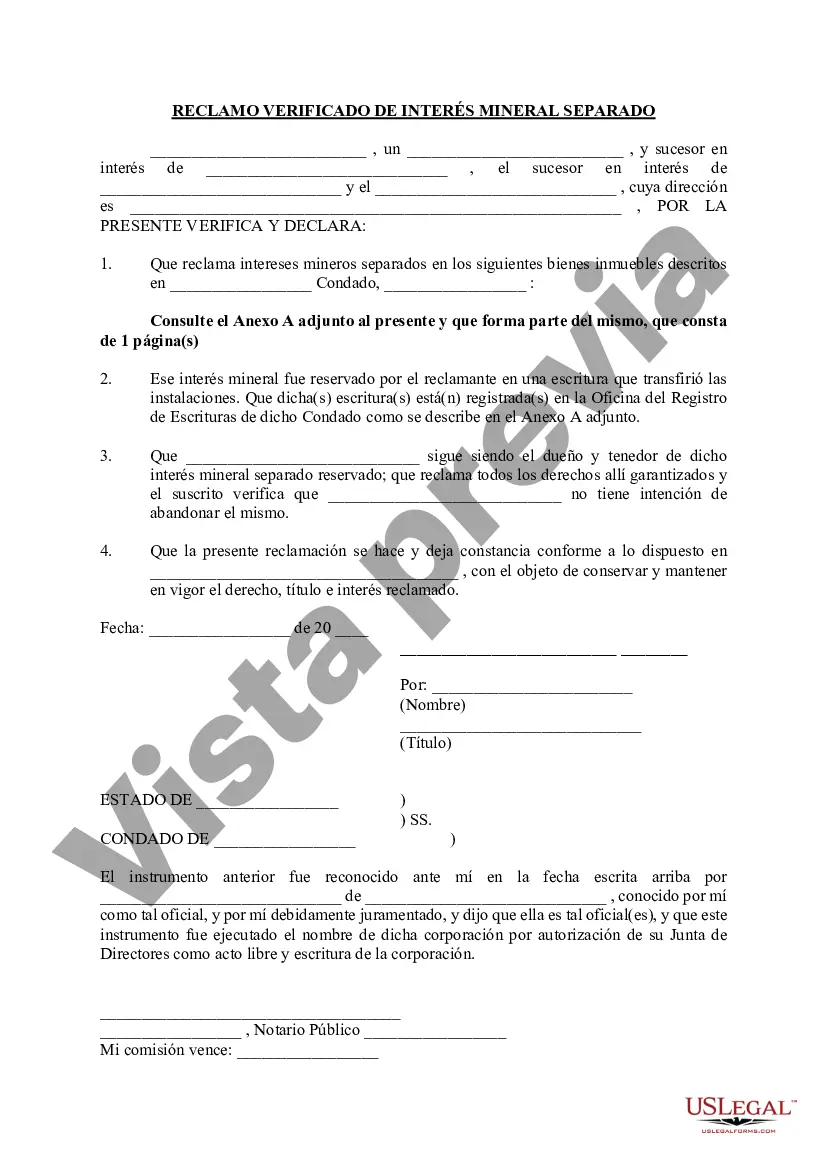 Preview Reclamación verificada de interés mineral cortado