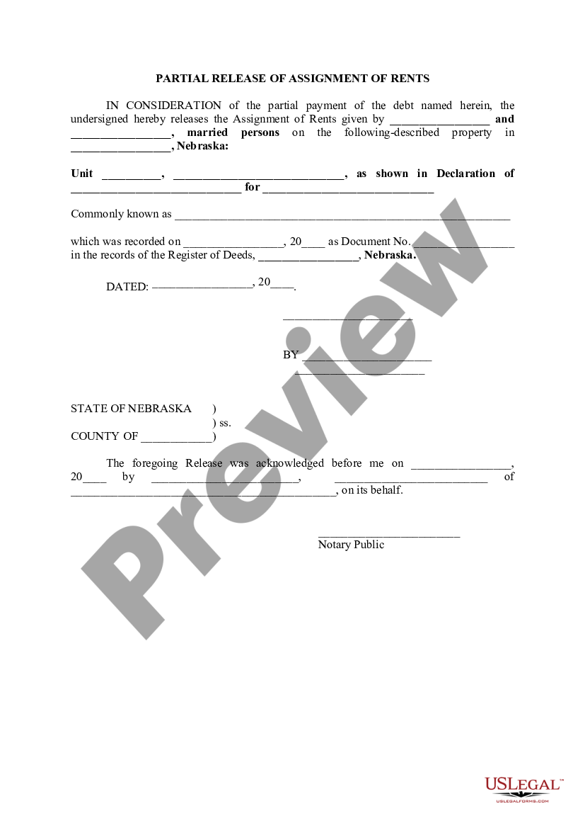 release of assignment of rents