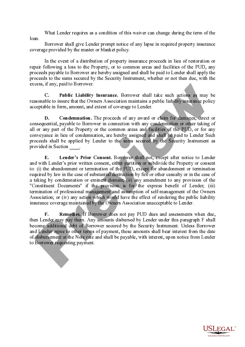 Preview Planned Unit Development Rider