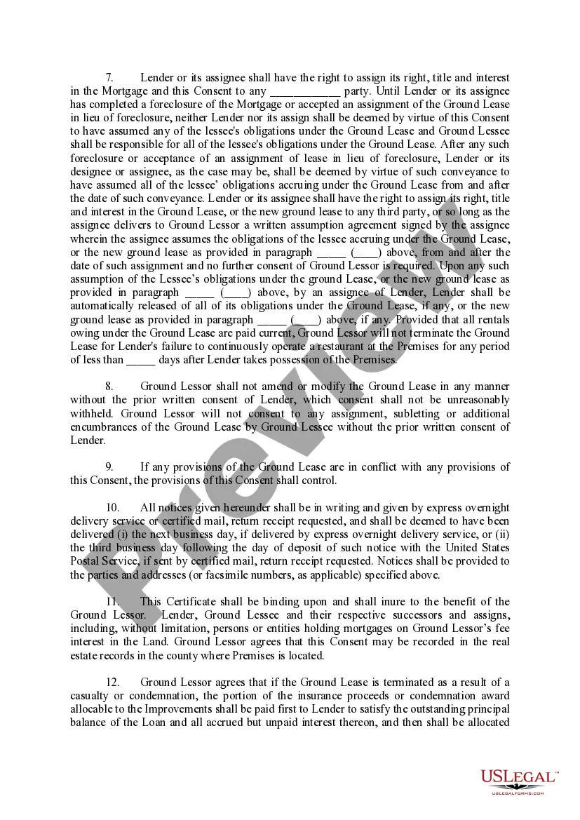 Preview Ground Lessor Consent