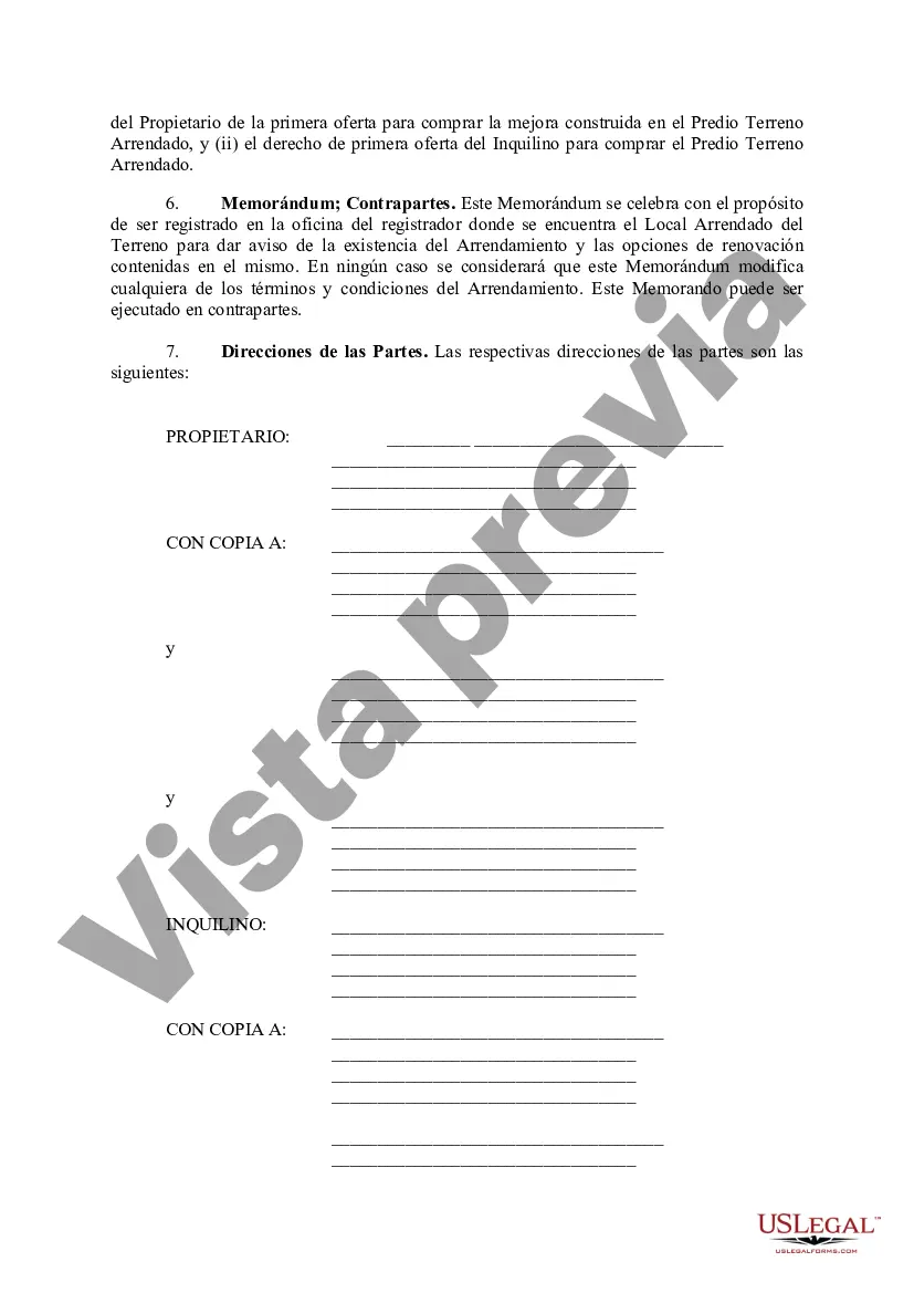Preview Memorándum de Arrendamiento de Terreno