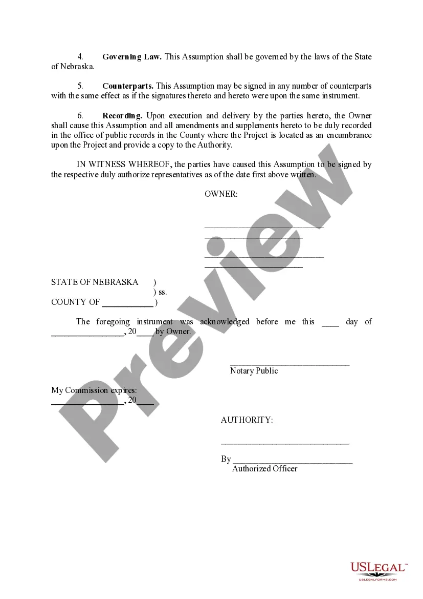 Preview Assumption of Land Use Restriction Agreement for Low Income Housing Tax Credits