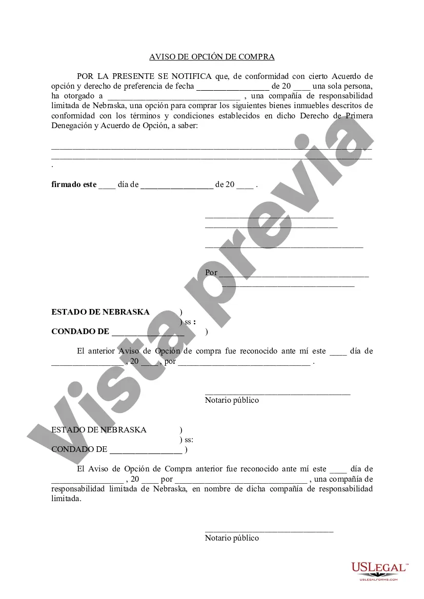 Preview Aviso de Opción de Compra