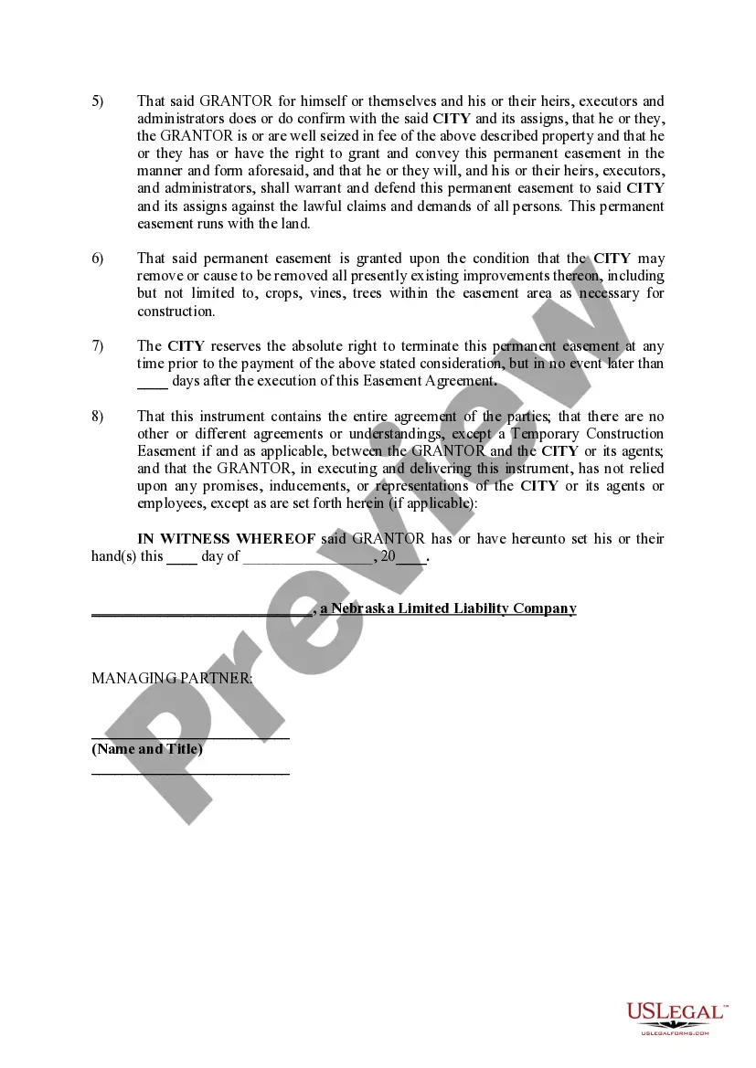 Preview Permanent Sewer Easement by a LLC