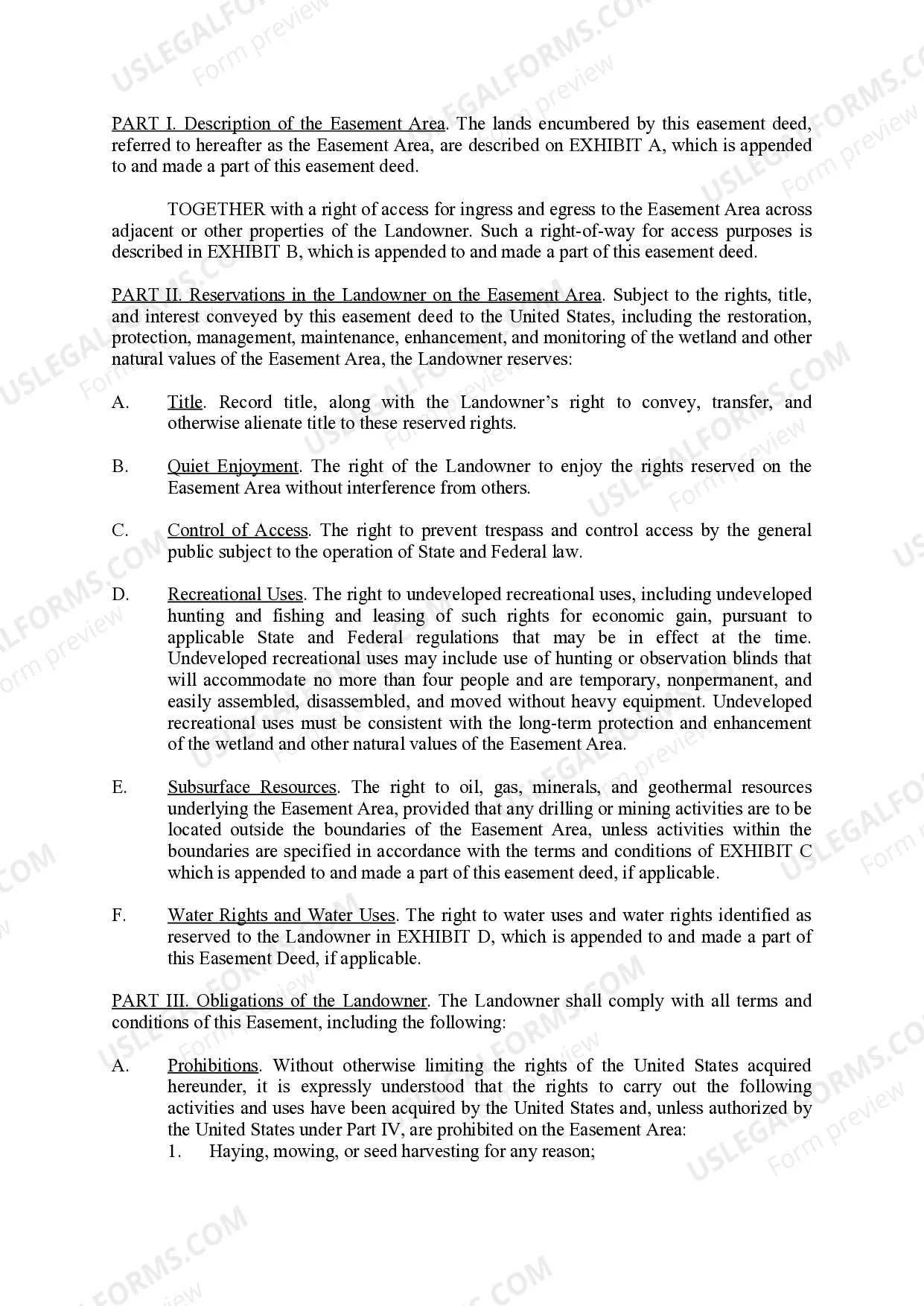 Preview Warranty Easement Deed in Perpetuity