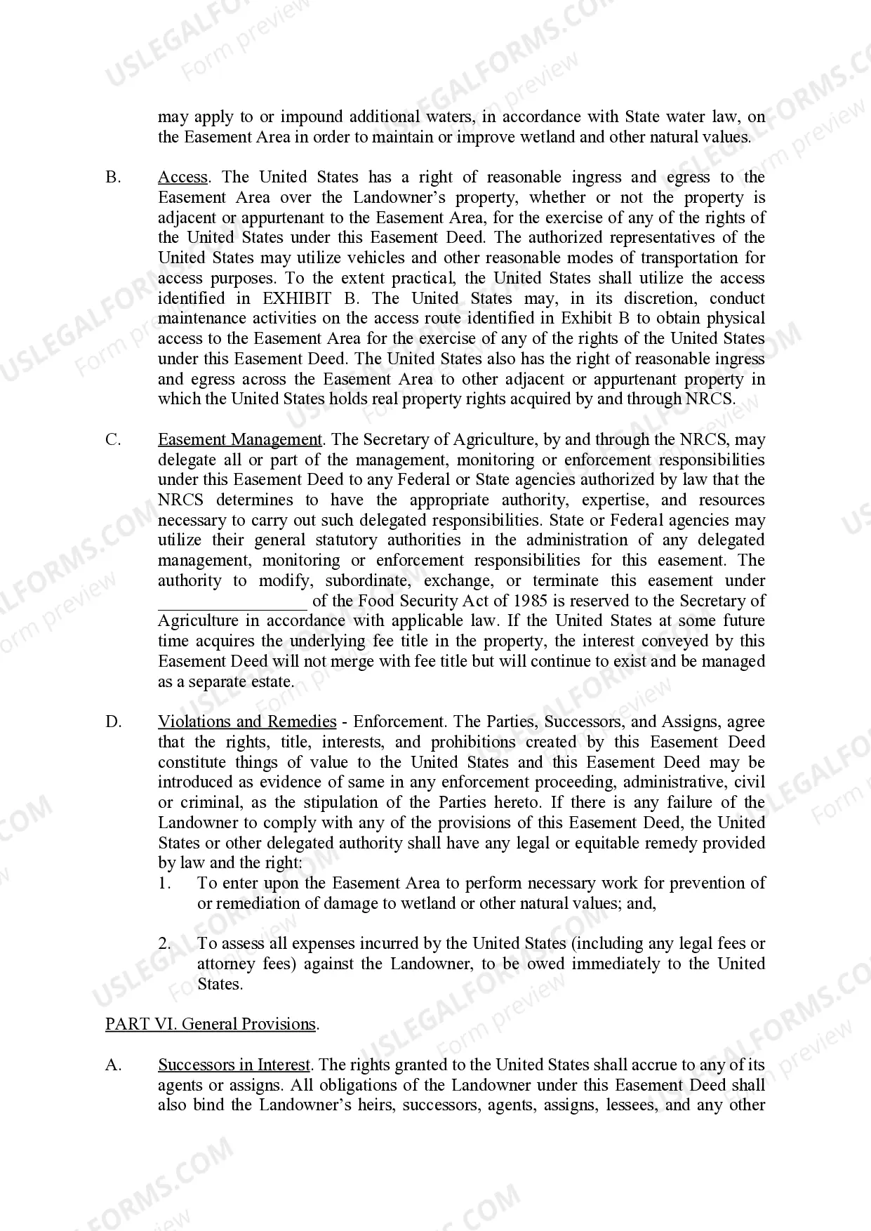 Preview Warranty Easement Deed in Perpetuity