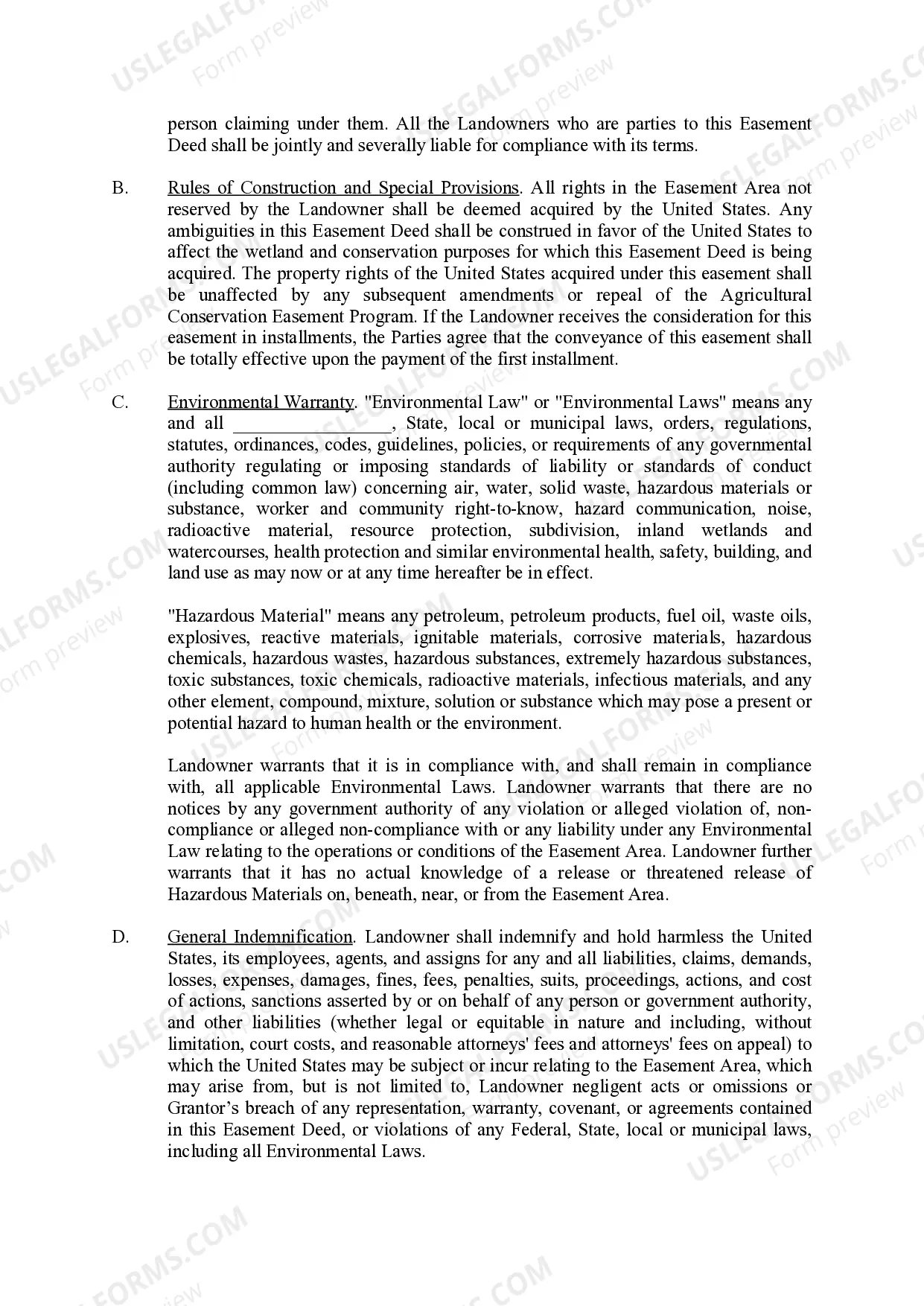 Preview Warranty Easement Deed in Perpetuity