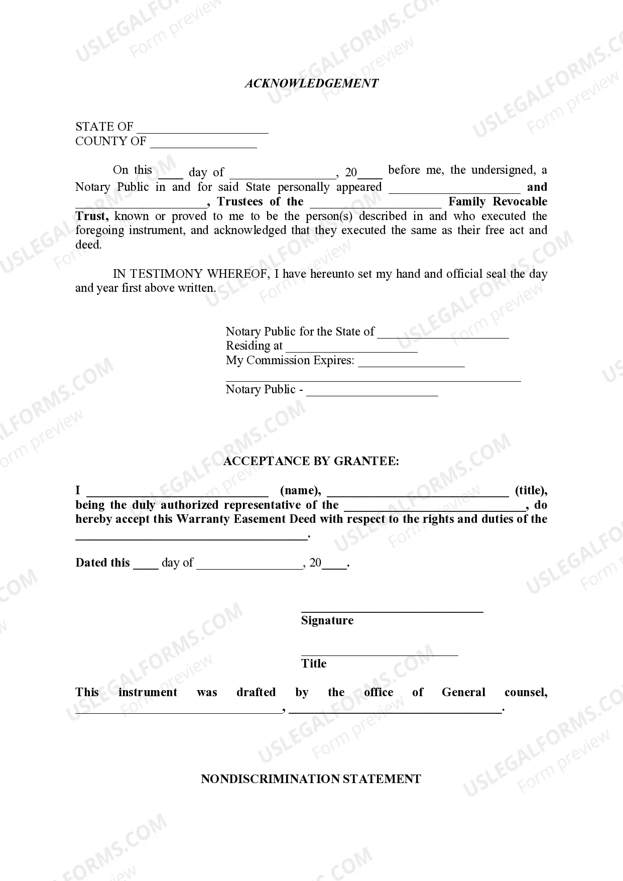 Preview Warranty Easement Deed in Perpetuity