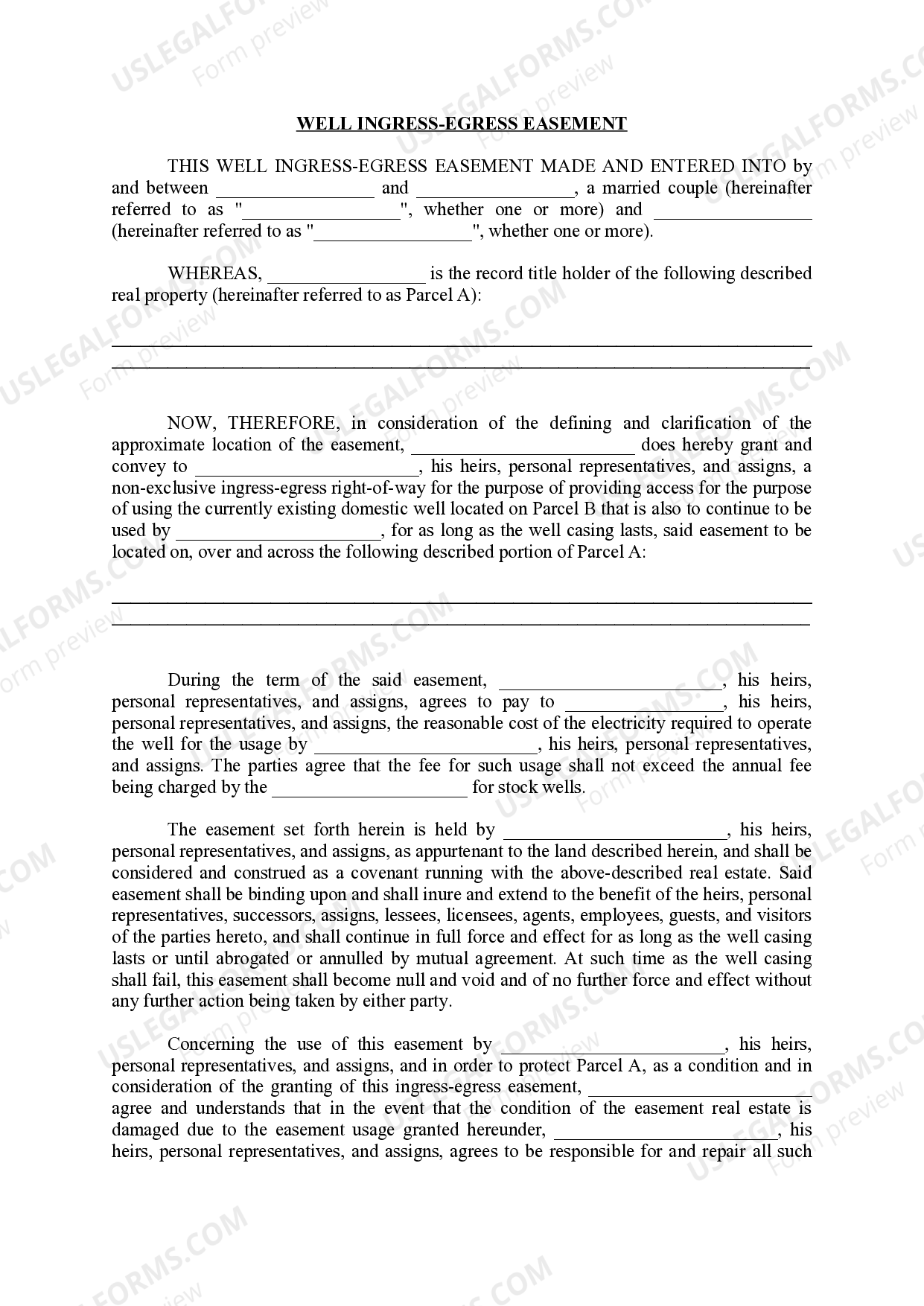 Omaha Nebraska Well IngressEgress Easement Well Easement US Legal