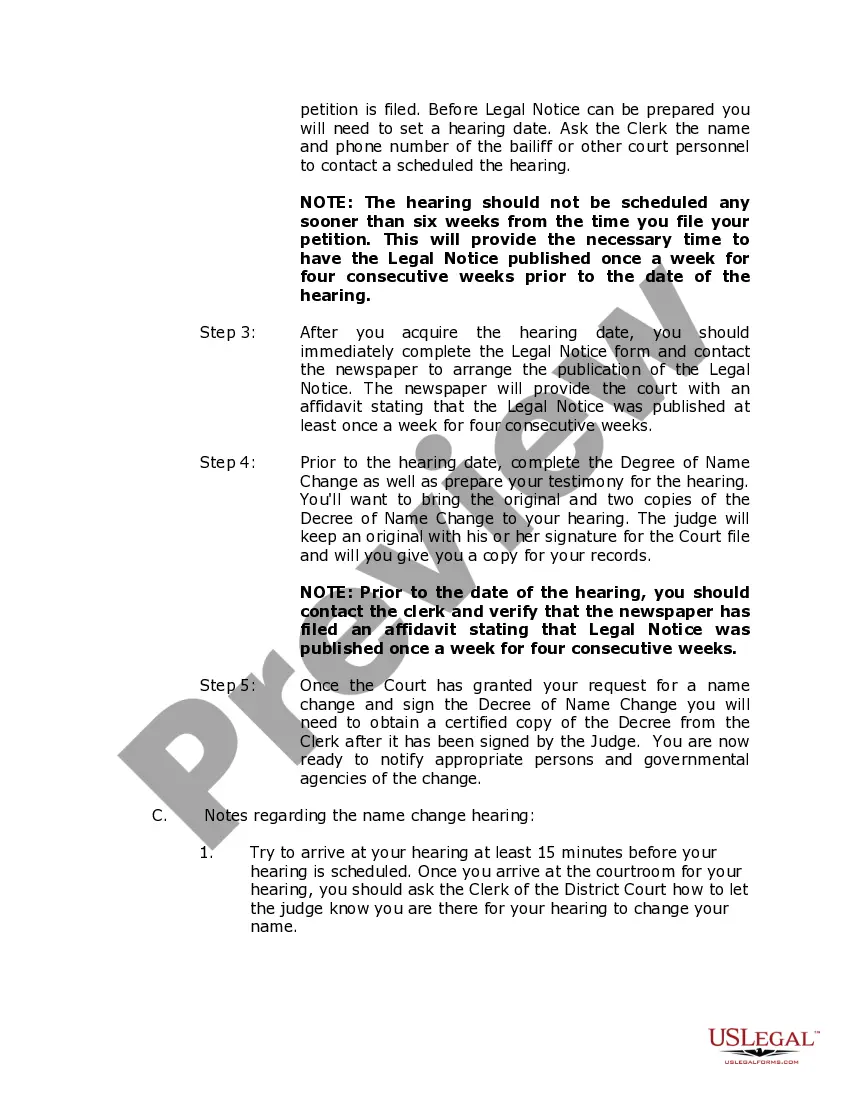 Preview Nebraska Name Change Instructions and Forms Package for an Adult