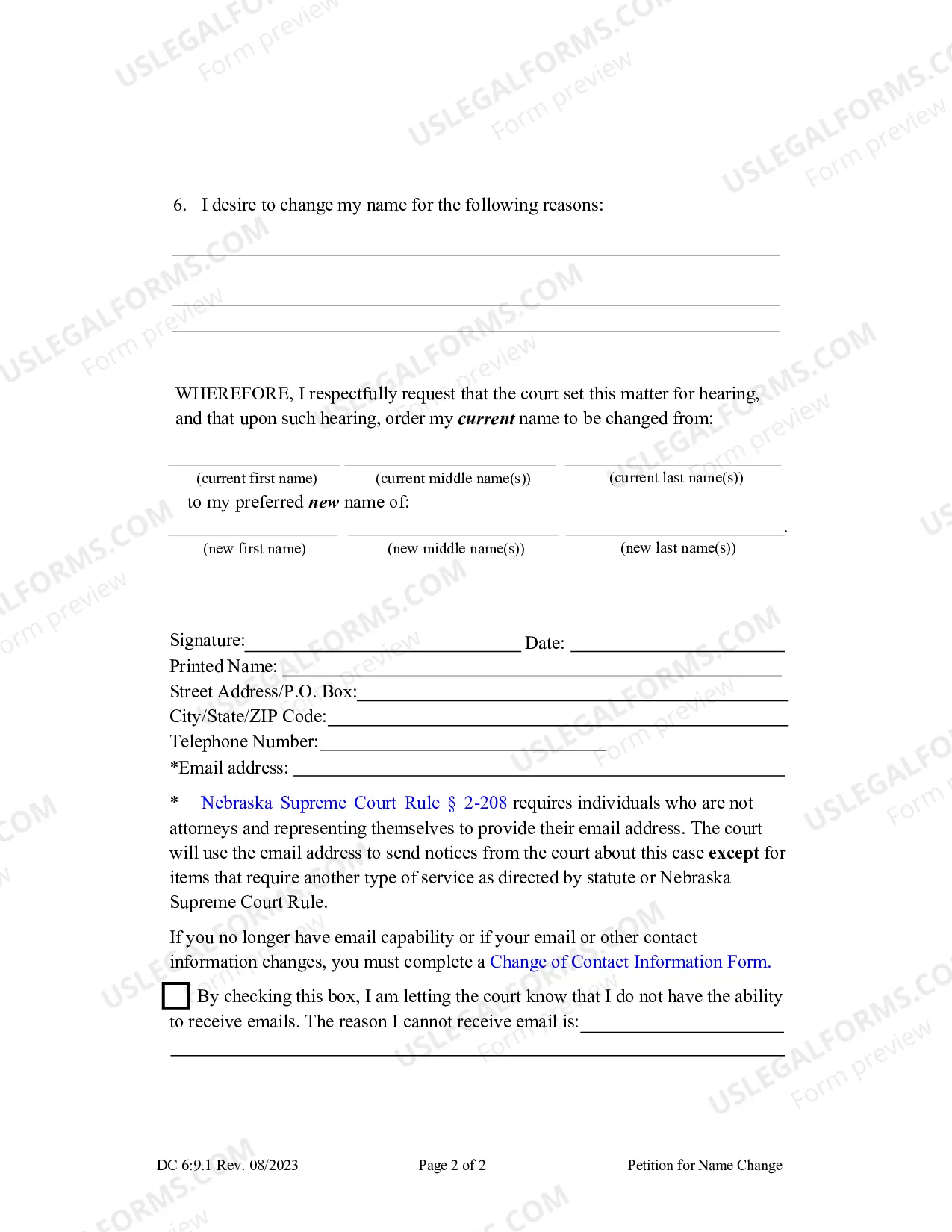 Preview Petition for Name Change