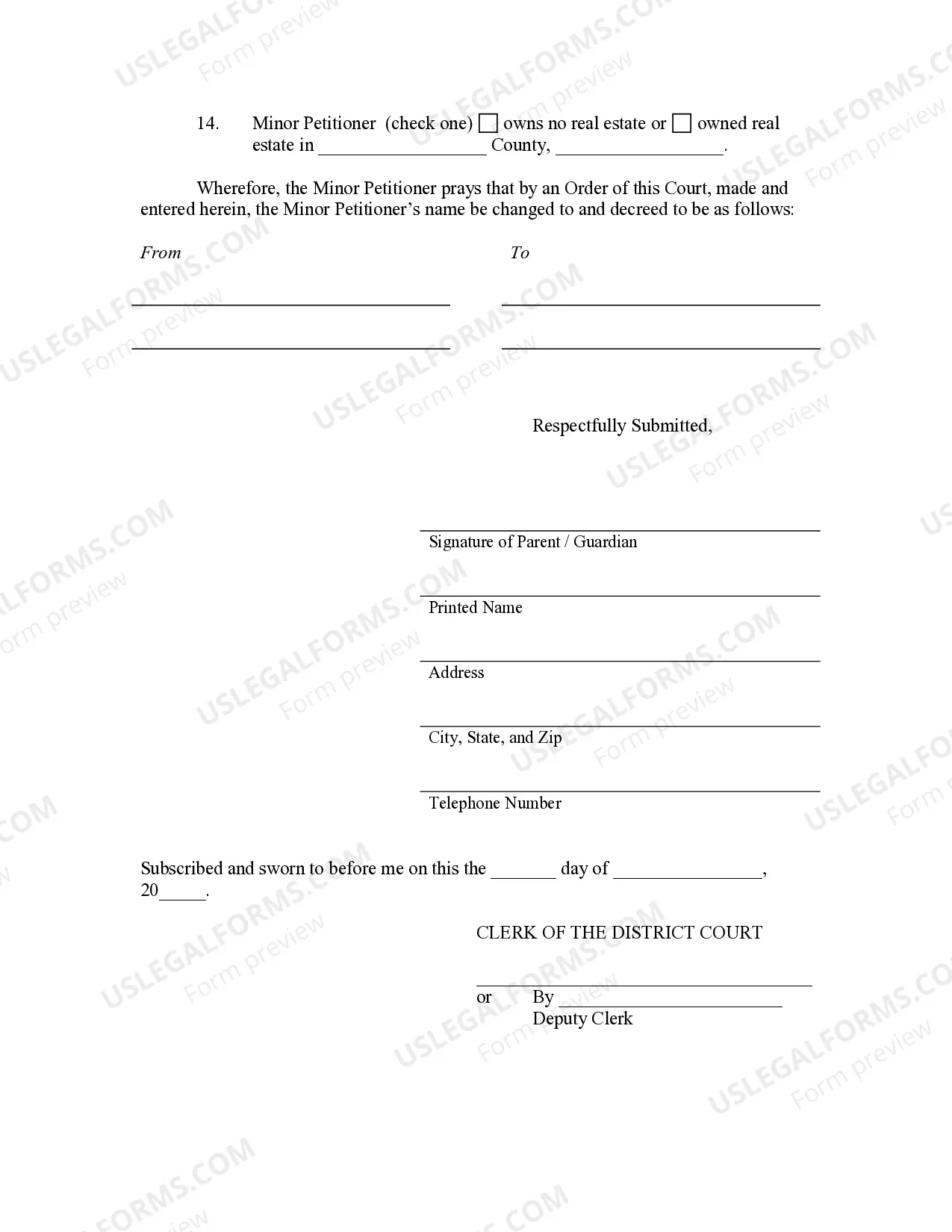 Preview Petition Multiple Minors for Name Change