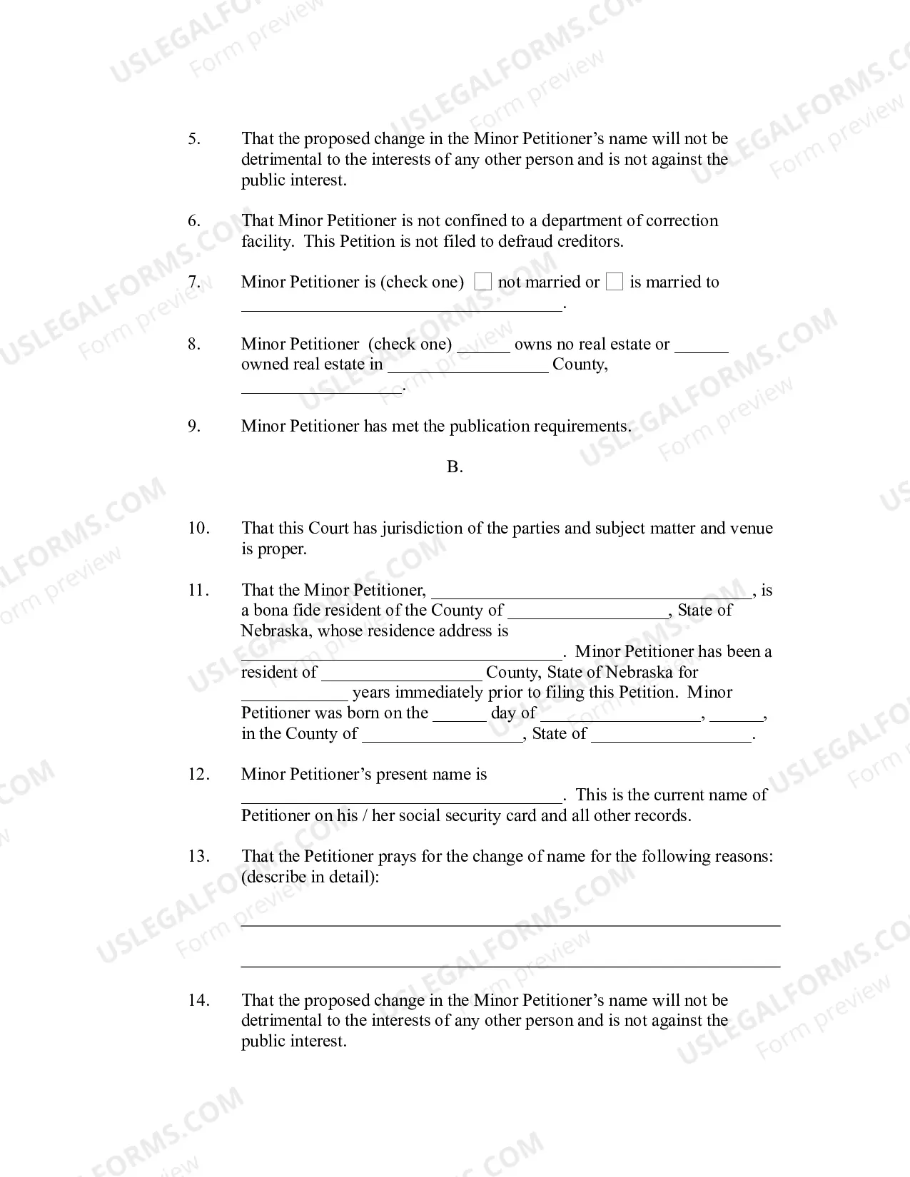 Preview Order for Name Change Multiple Minors