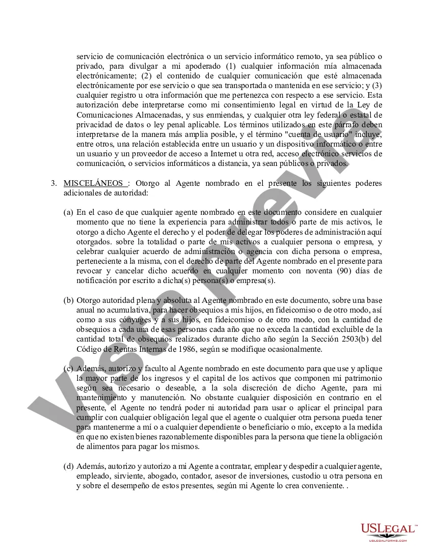 Preview Poder general duradero para la propiedad y las finanzas o efectivo financiero en caso de incapacidad