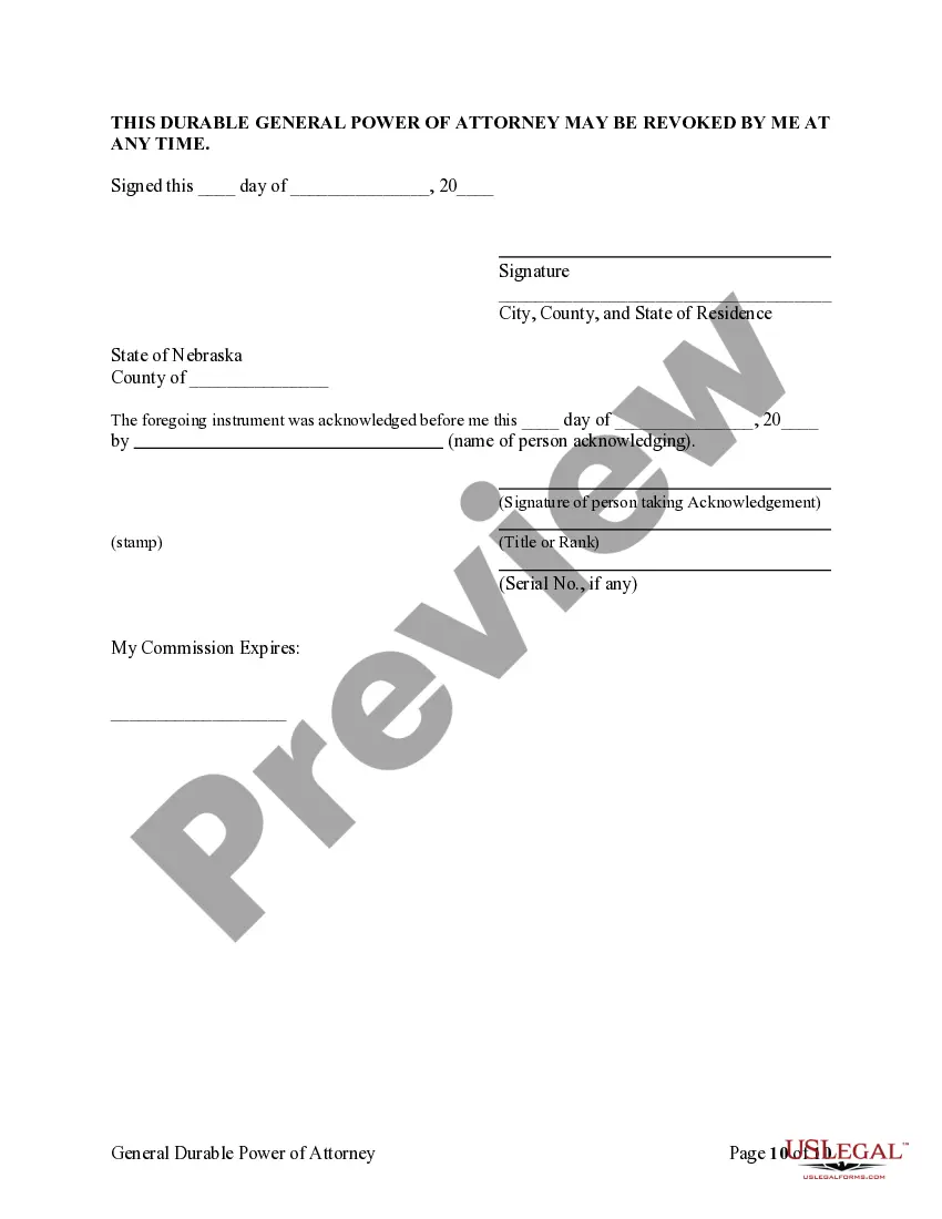 Preview General Durable Power of Attorney for Property and Finances or Financial Effective upon Disability