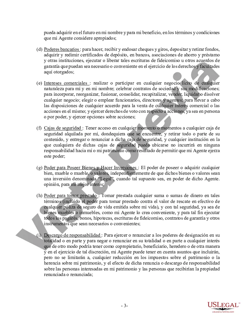 Preview Poder General Duradero para Bienes y Finanzas o Financiero Efectivo Inmediatamente
