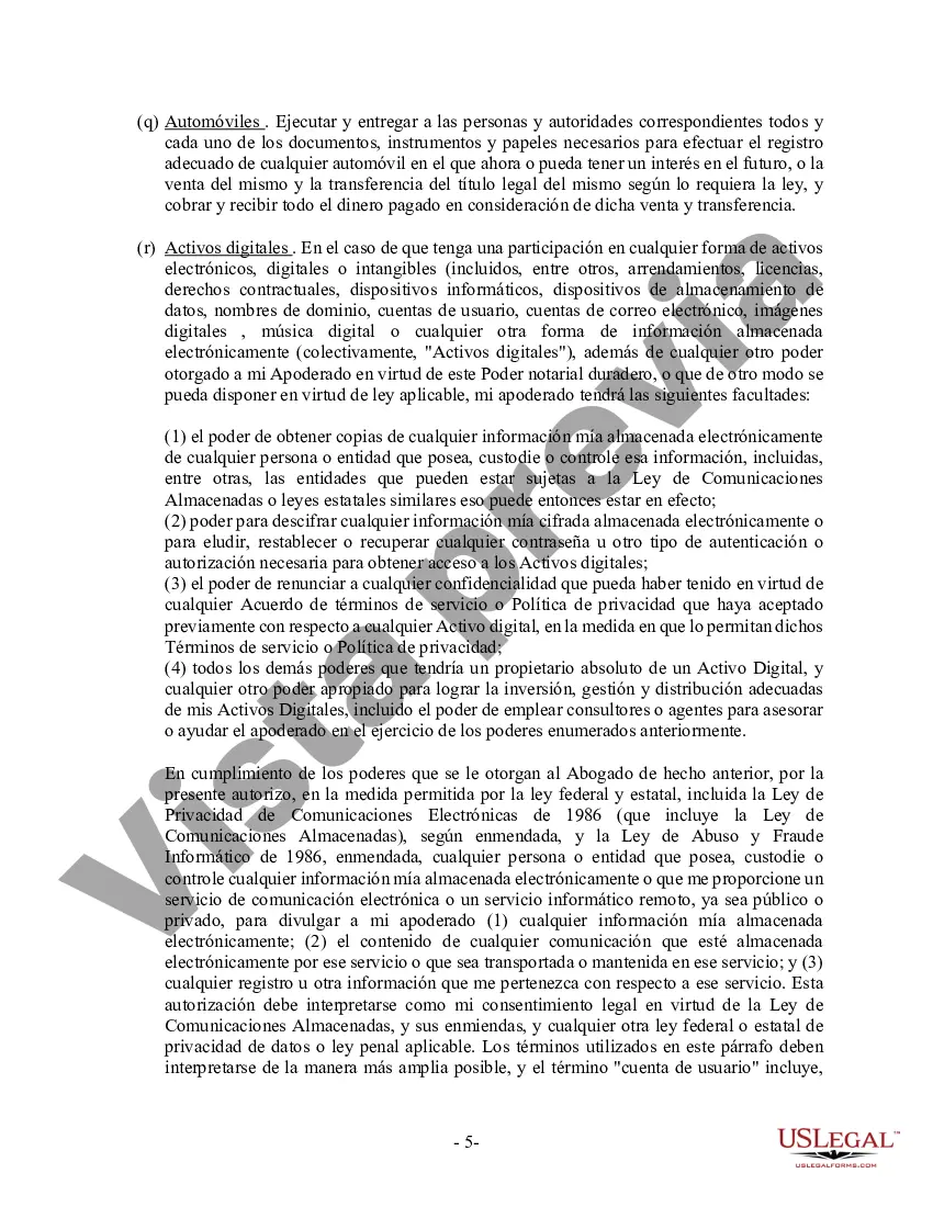 Preview Poder General Duradero para Bienes y Finanzas o Financiero Efectivo Inmediatamente