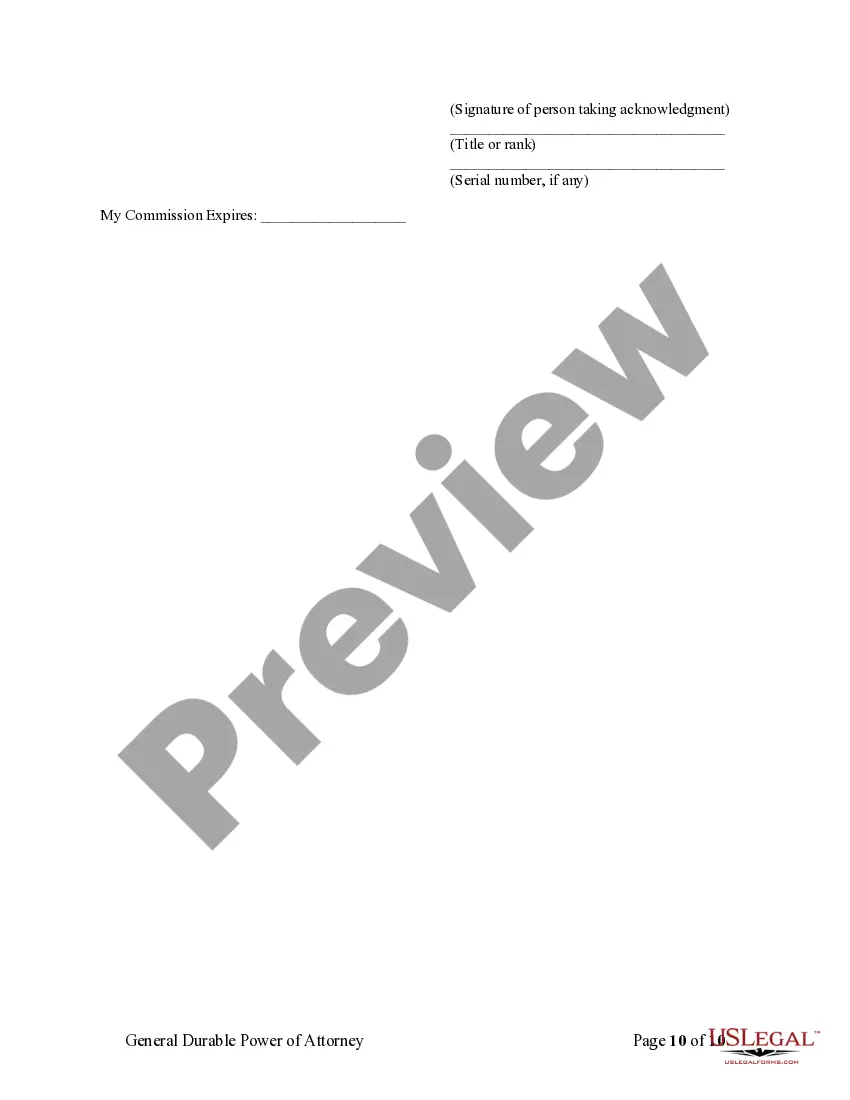 Preview General Durable Power of Attorney for Property and Finances or Financial Effective Immediately