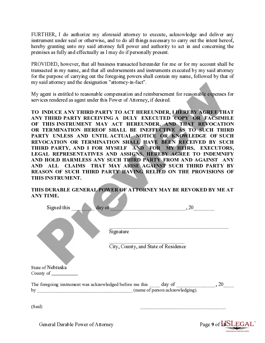 Preview General Durable Power of Attorney for Property and Finances or Financial Effective Immediately