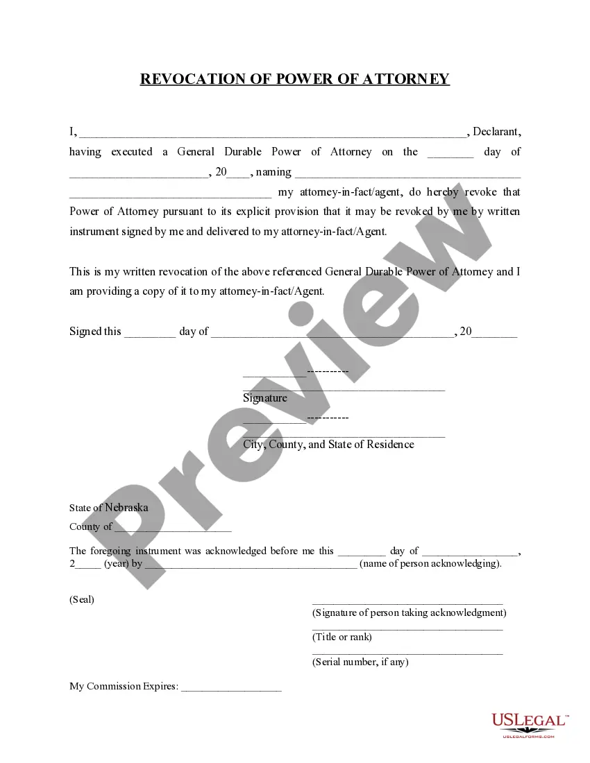 Preview Revocation of General Durable Power of Attorney