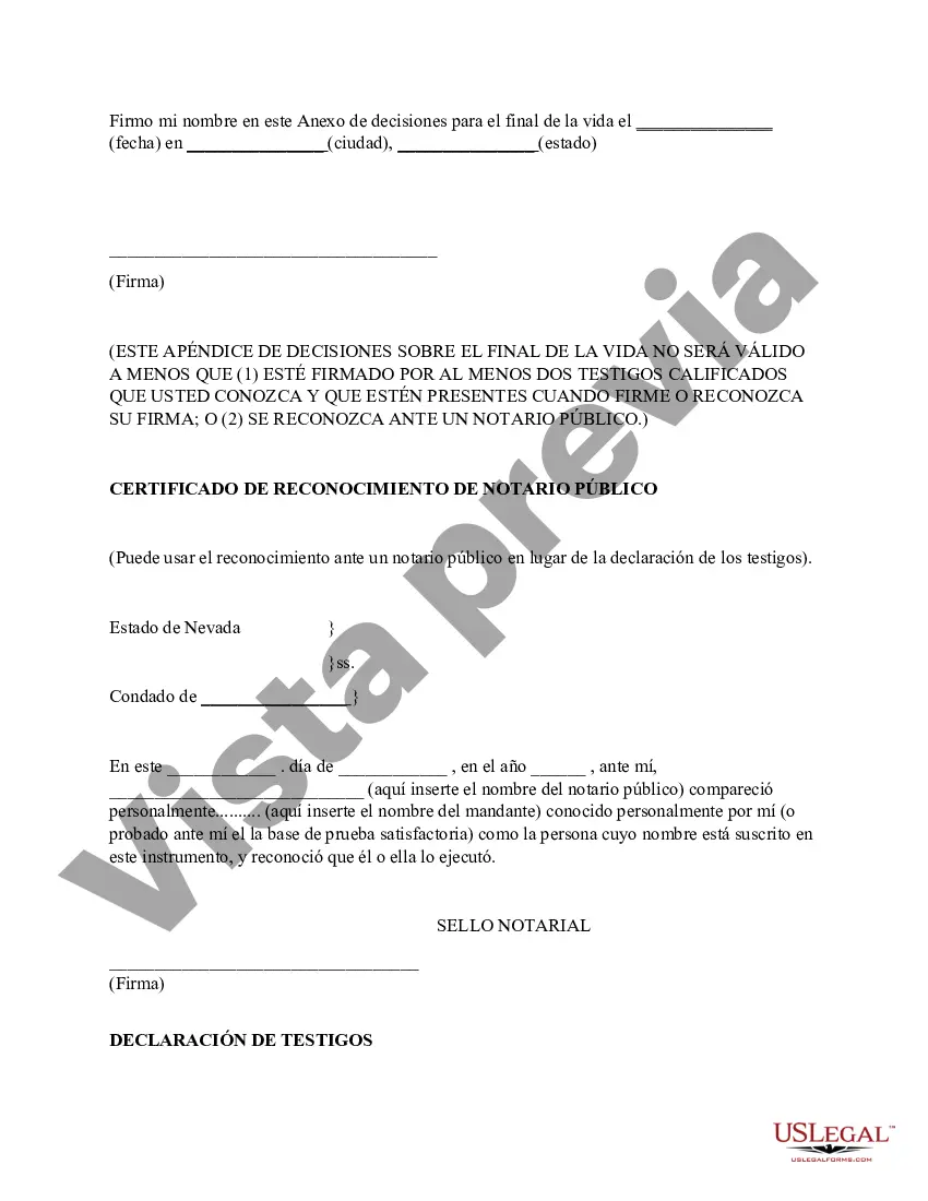 Preview Anexo de decisiones sobre el final de la vida al poder notarial para la atención médica de un adulto con demencia