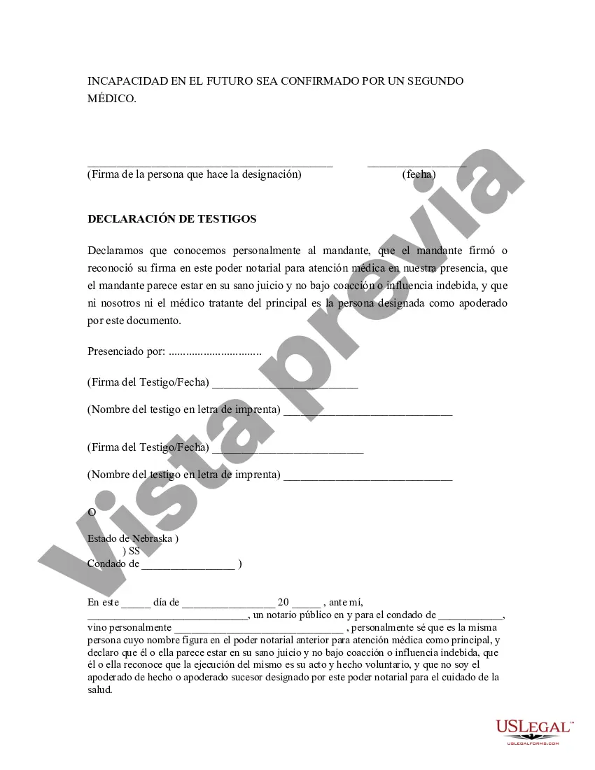 Preview Poder Notarial para el Cuidado de la Salud - Formulario Estatutario