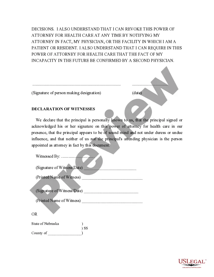 Preview Power of Attorney for Health Care - Statutory Form