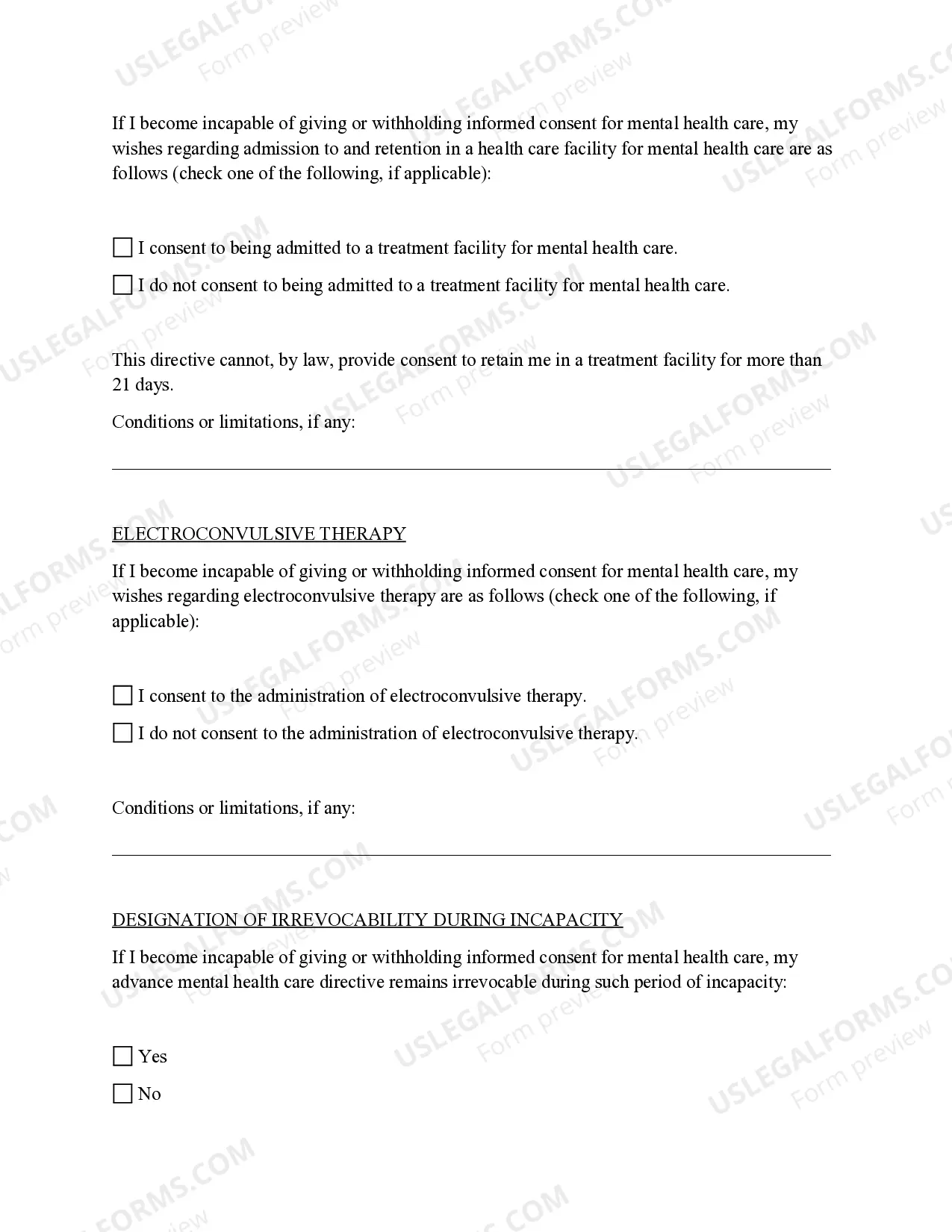 Preview Advance Mental Health Care Directive