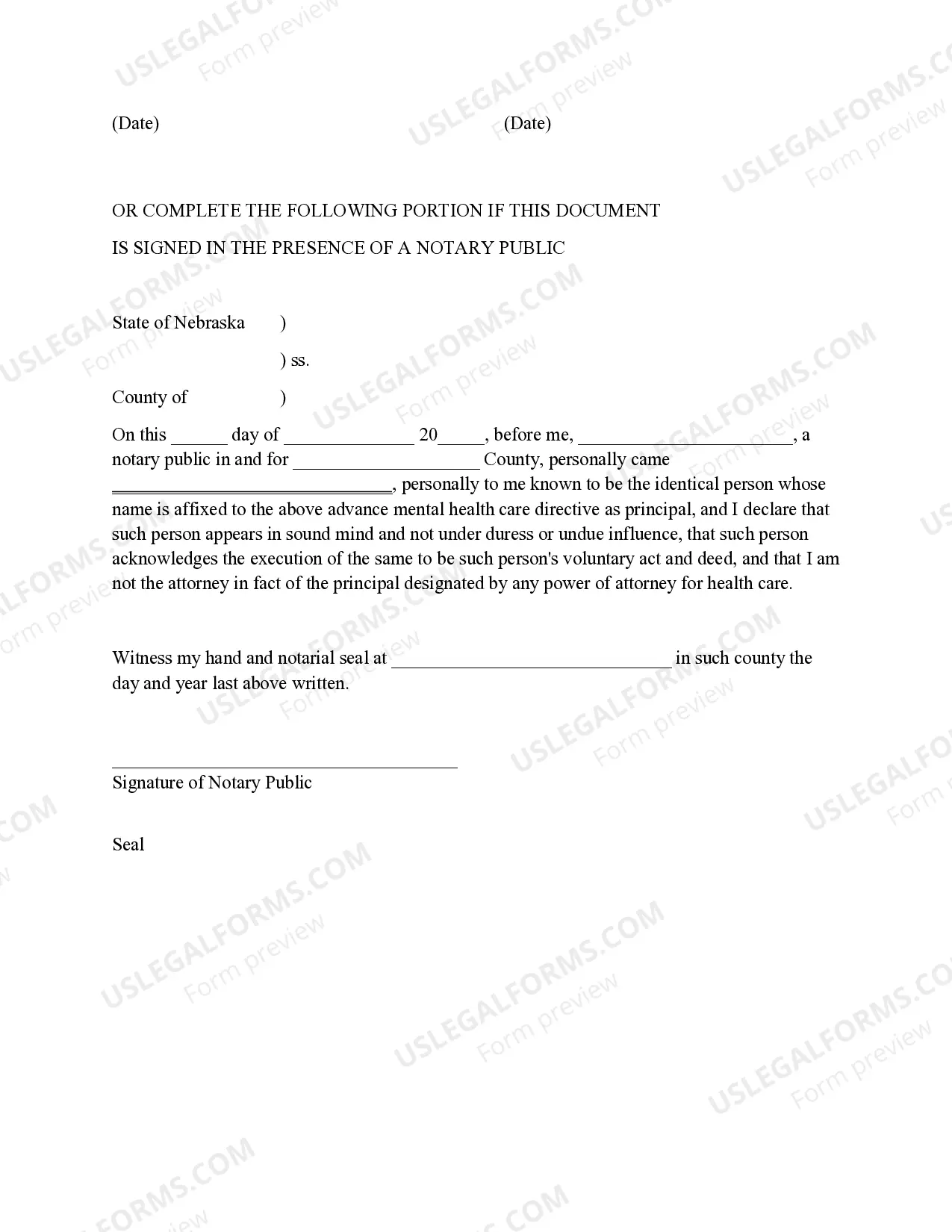 Preview Advance Mental Health Care Directive