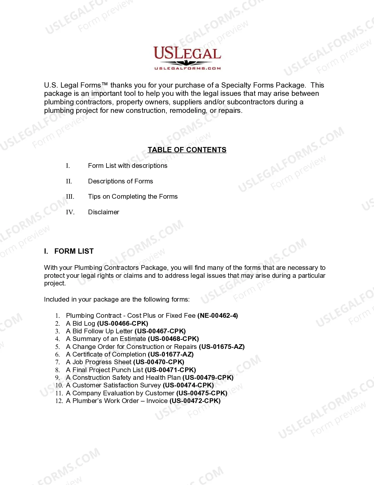 Preview Nebraska Plumbing Contractor Package