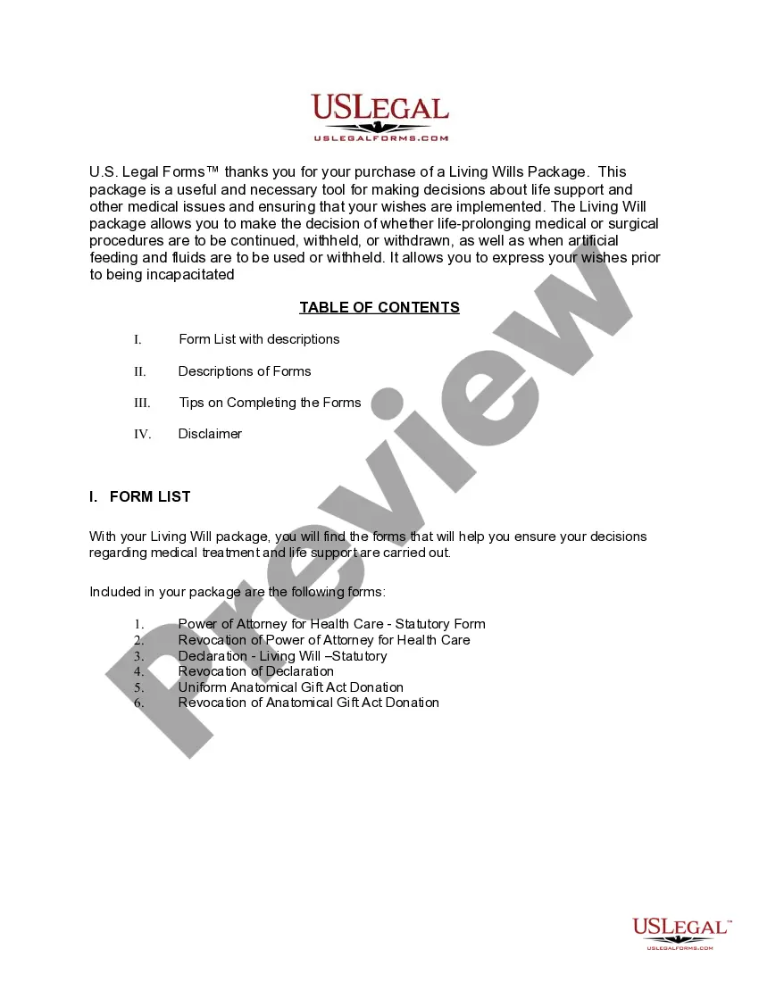 Preview Nebraska Living Wills and Health Care Package