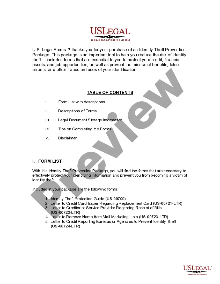 Preview Nebraska Identity Theft Prevention Package