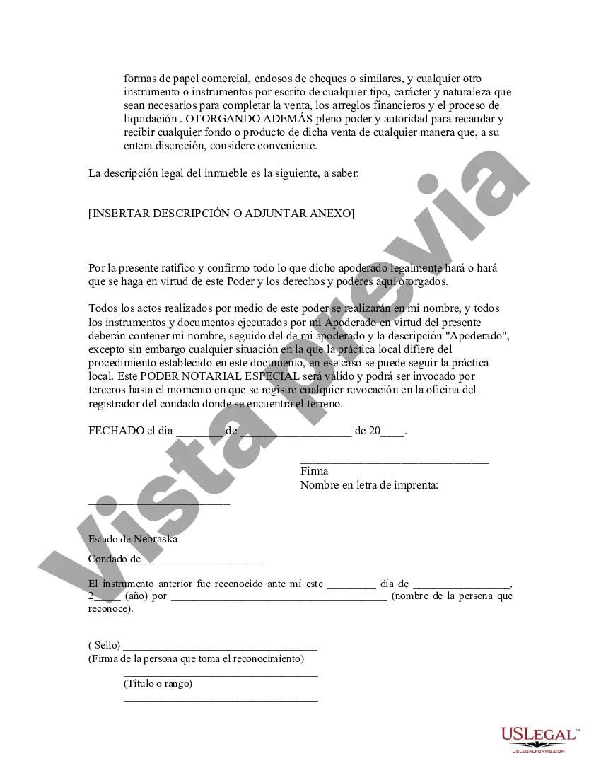 Preview Poder notarial especial o limitado para transacciones de venta de bienes raíces por parte del vendedor