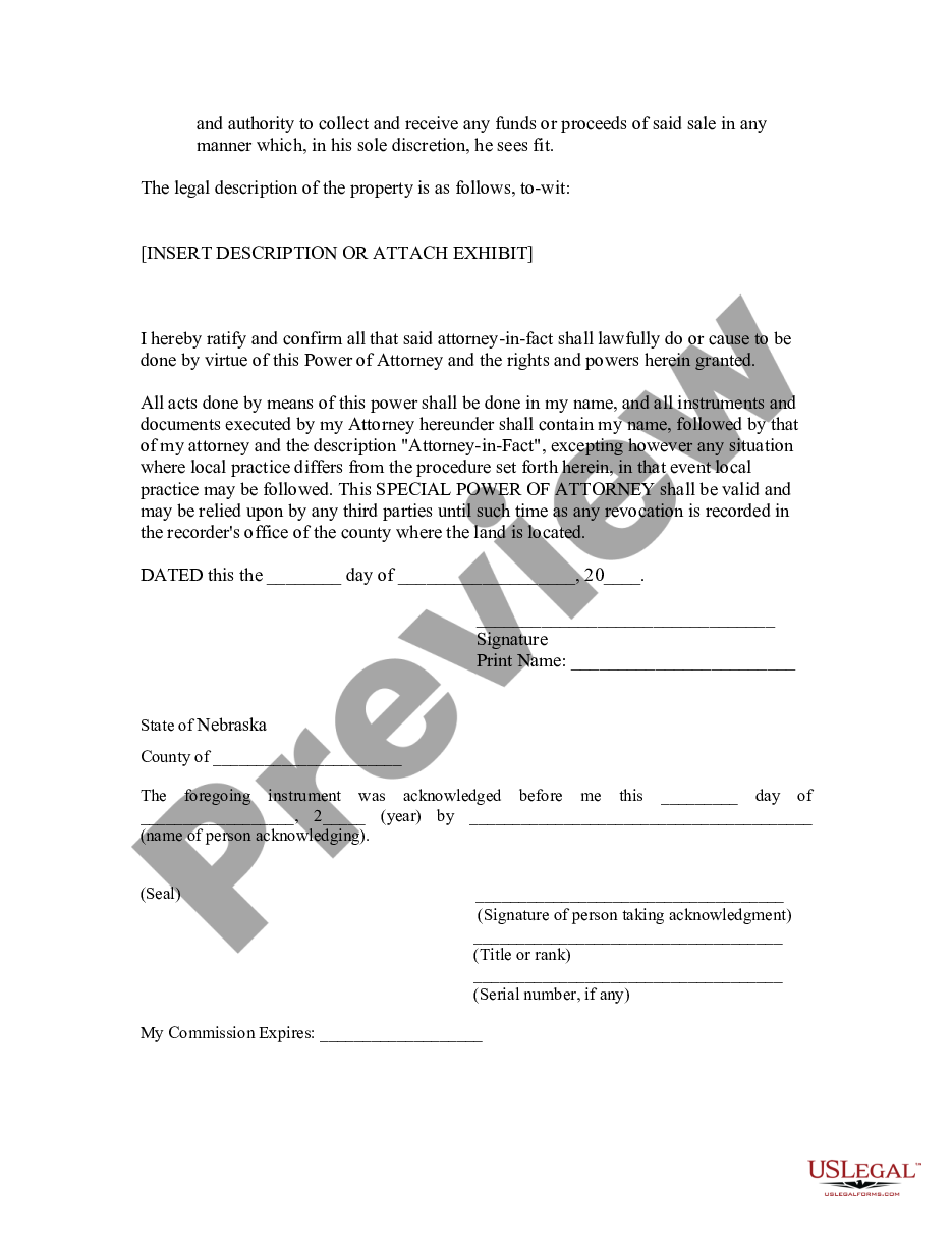 form Special or Limited Power of Attorney for Real Estate Sales Transaction By Seller preview