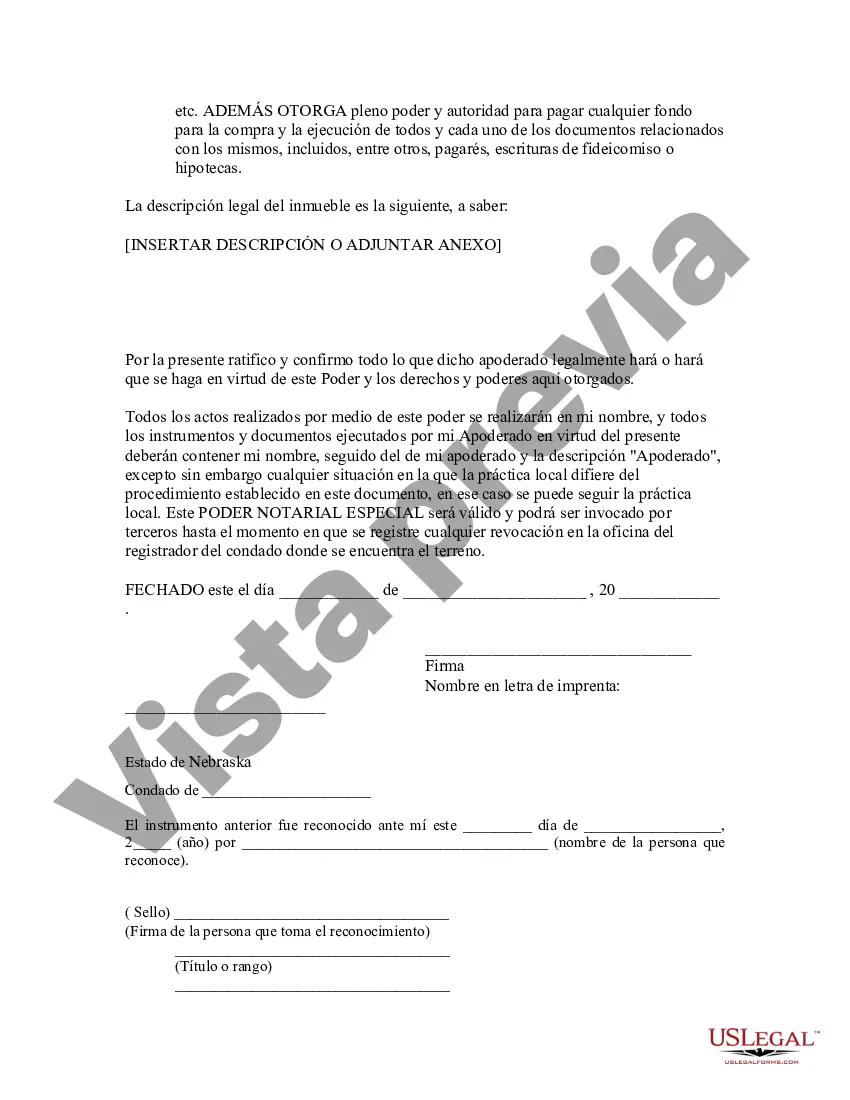 Preview Poder notarial especial o limitado para transacciones de compra de bienes raíces por parte del comprador