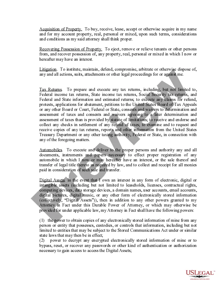Preview Limited Power of Attorney where you Specify Powers with Sample Powers Included