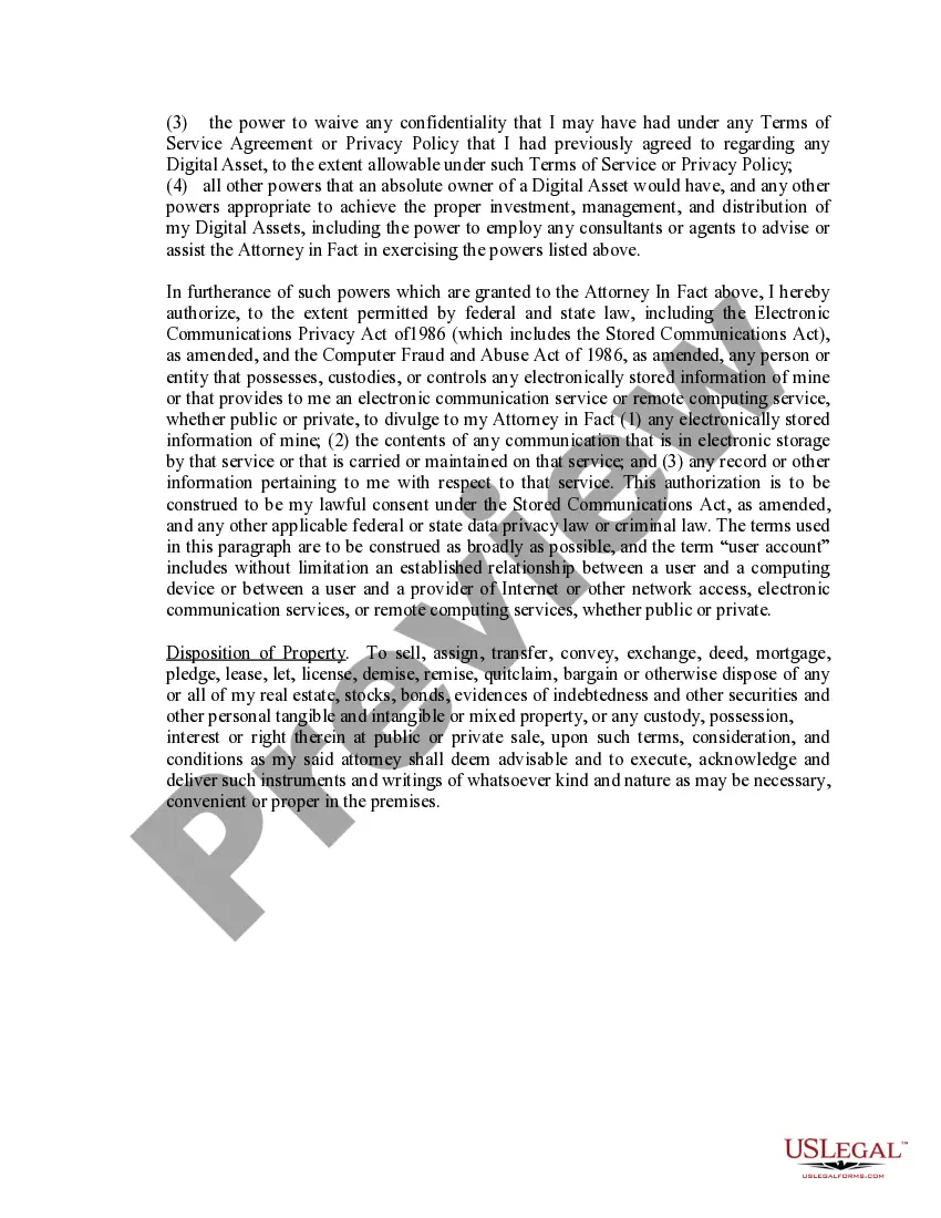 Preview Limited Power of Attorney where you Specify Powers with Sample Powers Included