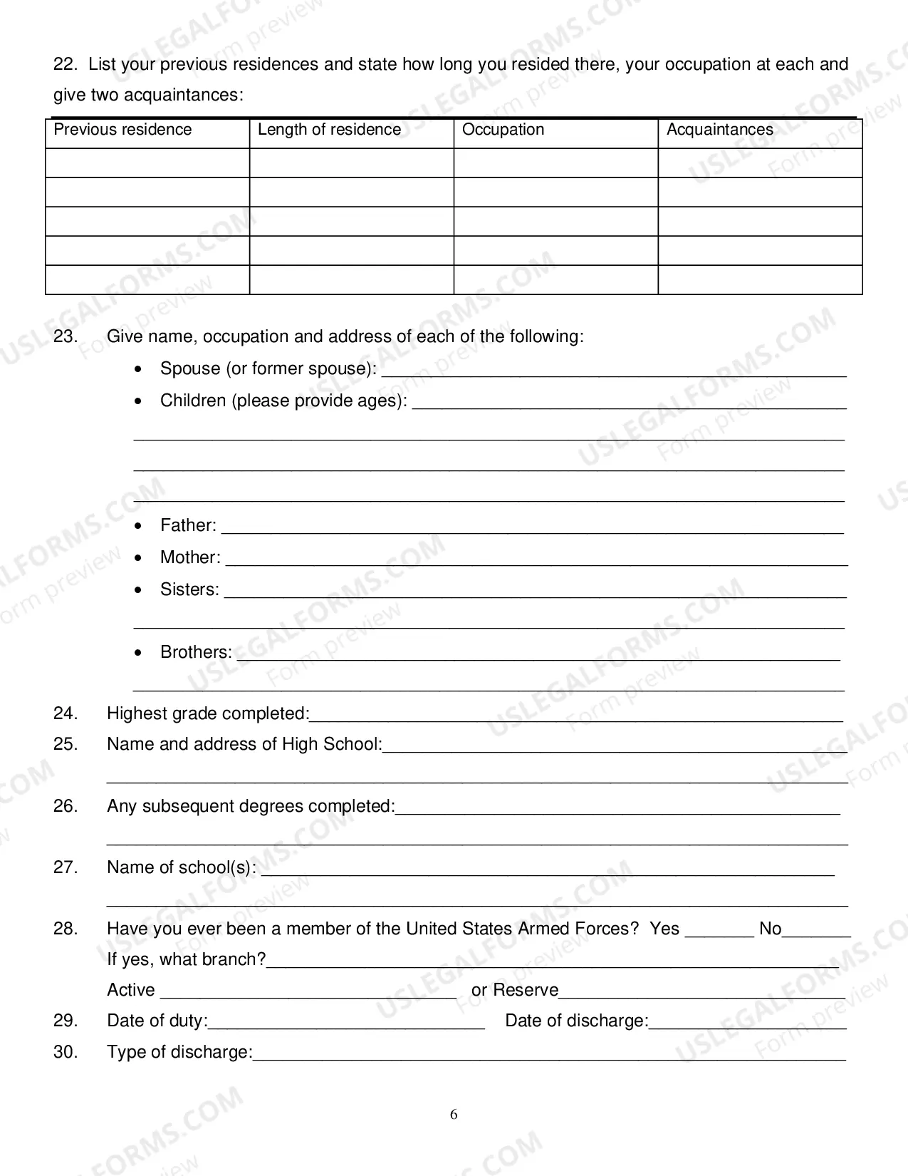 Preview Application for Full Pardon with Instructions
