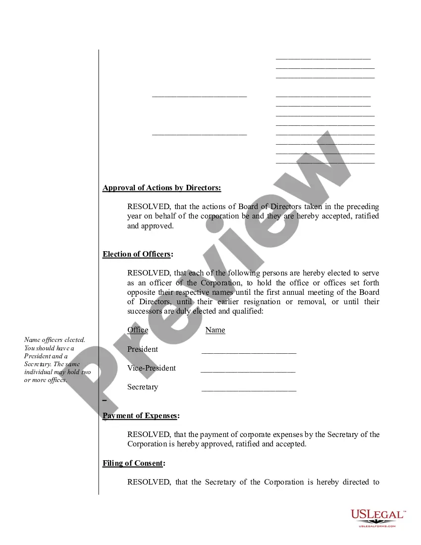 Preview Sample Annual Minutes for a Nebraska Professional Corporation