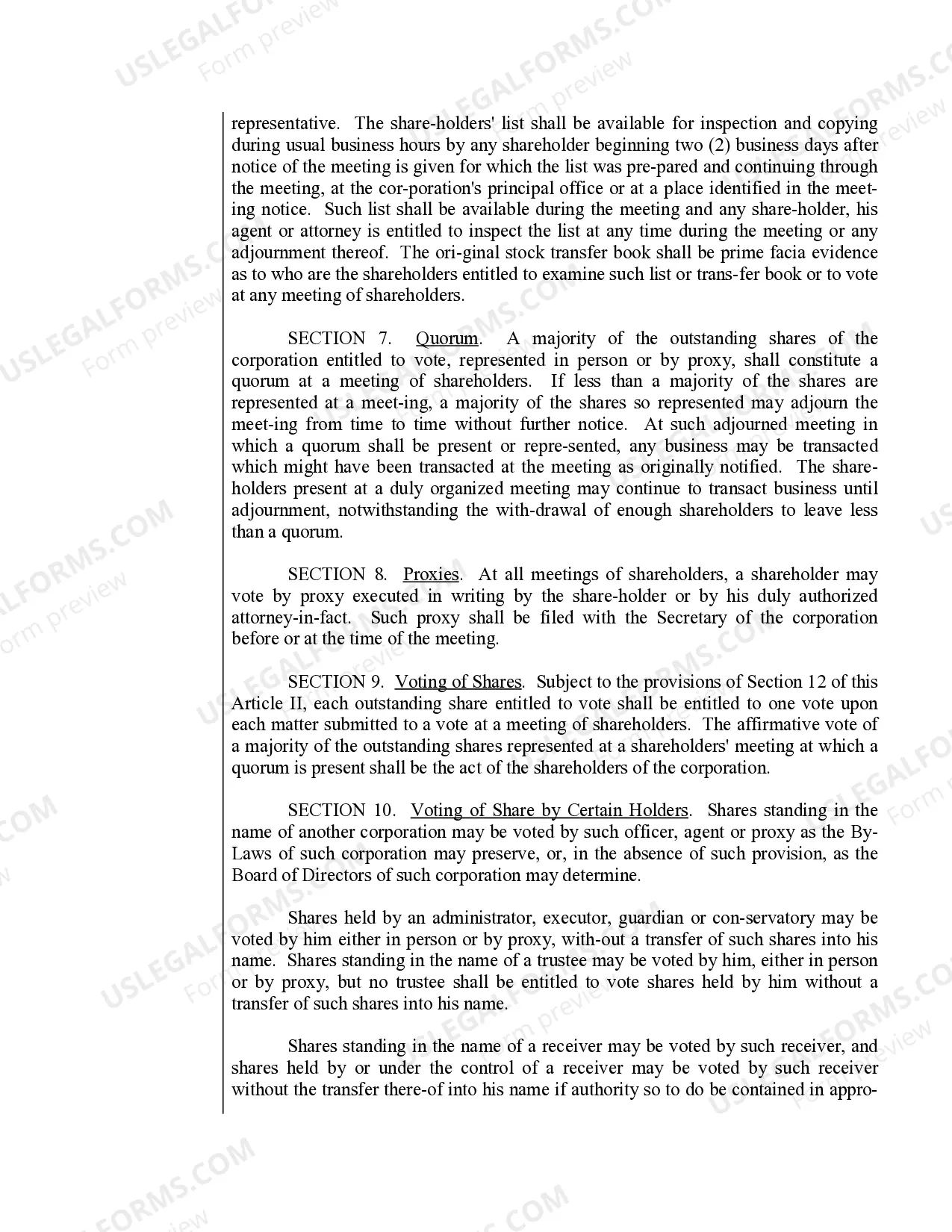 Preview Sample Bylaws for a Nebraska Professional Corporation