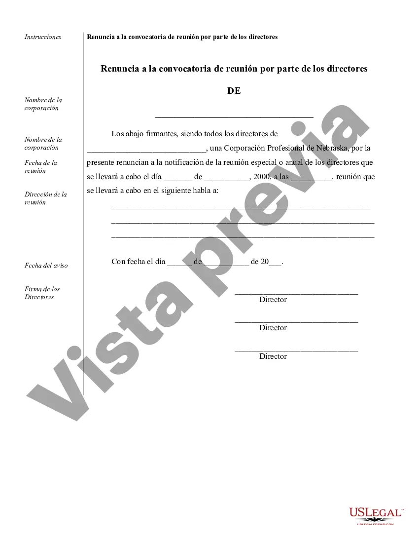 Preview Ejemplos de registros corporativos para una corporación profesional de Nebraska