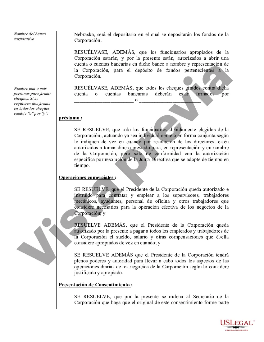 Preview Ejemplo de actas de organización para una corporación profesional de Nebraska